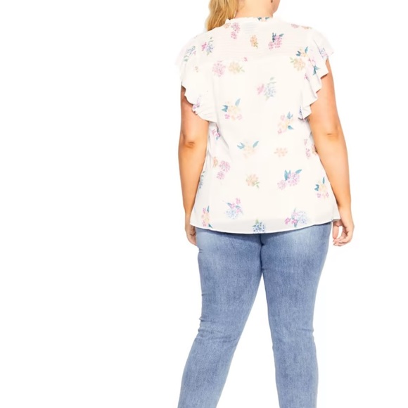 City Chic Top Bella Ivory Sunny Petite Blouse with Flowy Arms Plus Size Small - Picture 2 of 10
